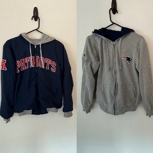 NFL New England  Patriots Reversible Hooded Long Sleeve Front Zip Jacket Size S